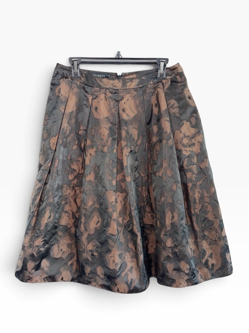 Talbots Black and Brown Floral Jacquard A-line Skirt size 6 - Picture 3 of 9